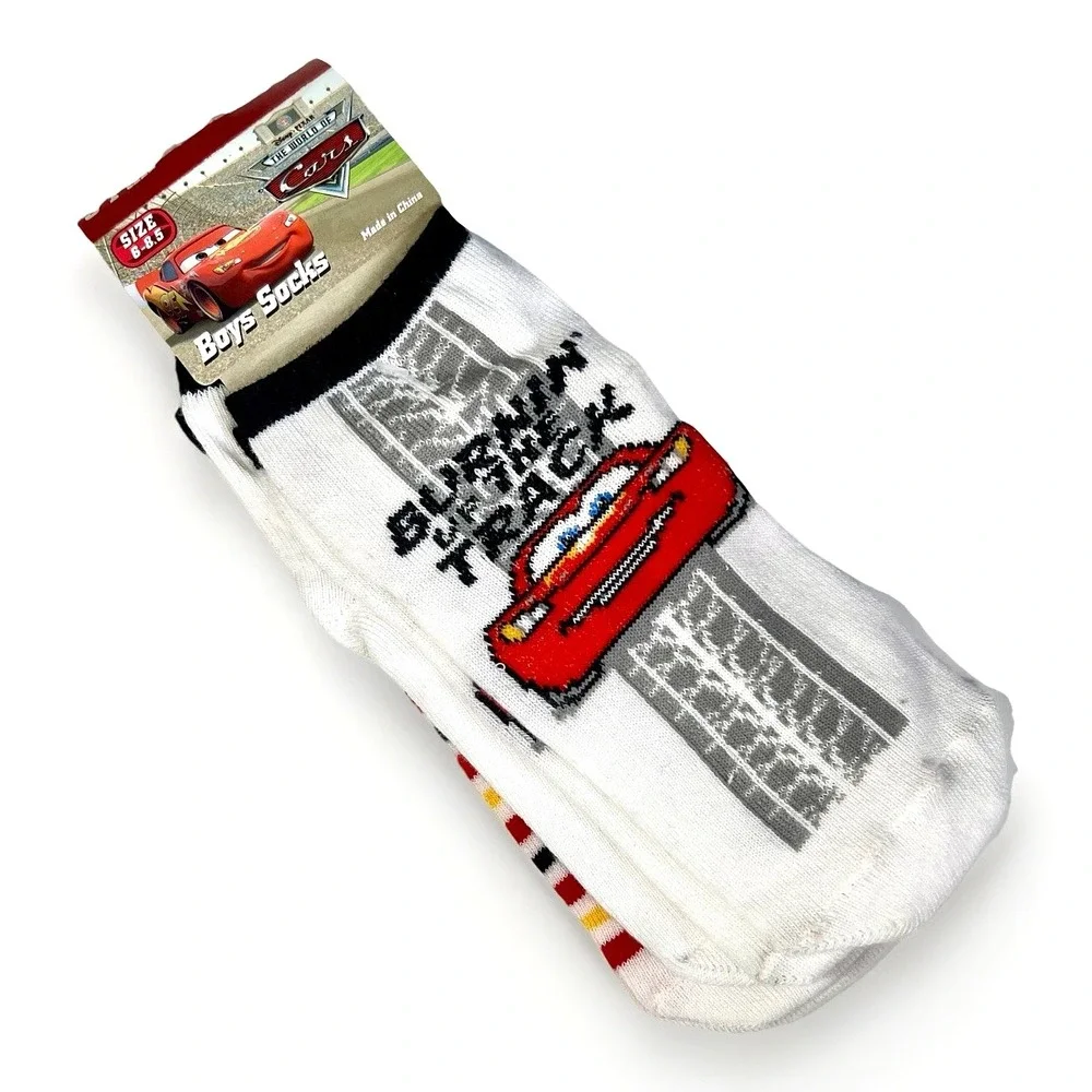 Disney‎ Pixar Cars Ankle Socks Lightning McQueen Boys Size 6-8.5 3 Pairs NWT